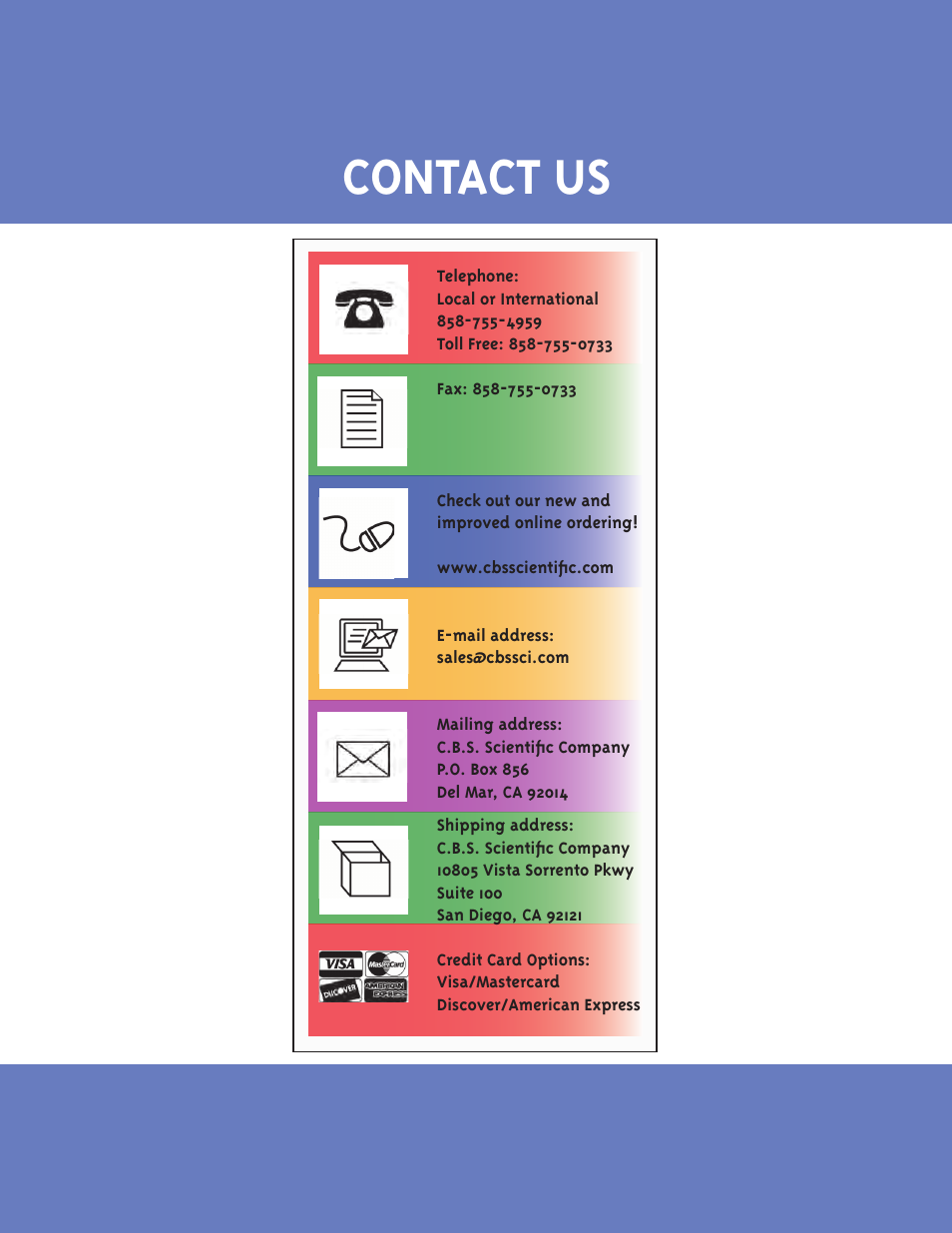 Contact us | C.B.S. Scientific GCSGU-2640T-02 User Manual | Page 16 / 16