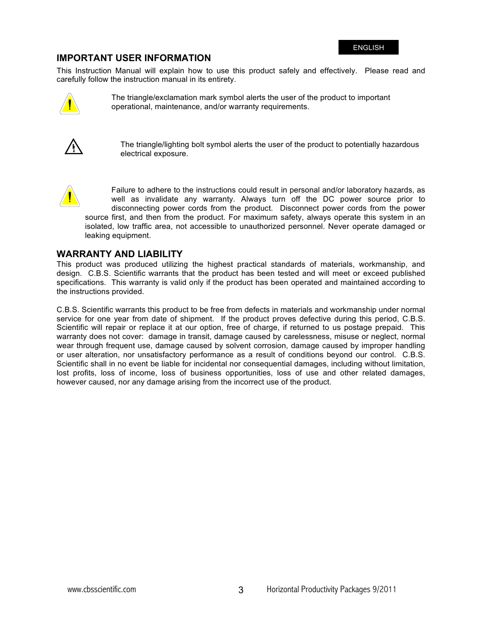 C.B.S. Scientific GCSGU-2640T-02 User Manual | Page 3 / 16