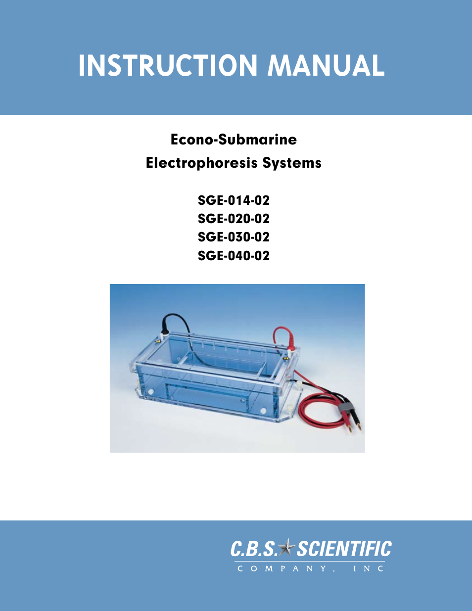 C.B.S. Scientific SGE-040-02 User Manual | 16 pages