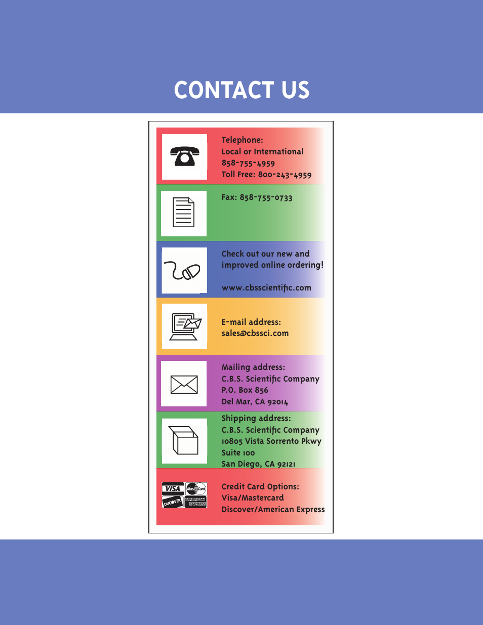 Contact us | C.B.S. Scientific SGE-040-02 User Manual | Page 16 / 16
