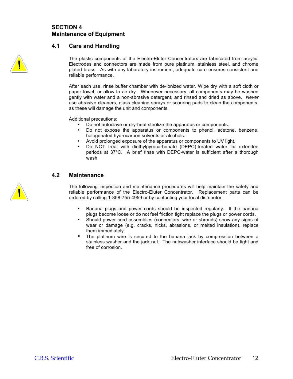 C.B.S. Scientific ECU-040 User Manual | Page 12 / 16