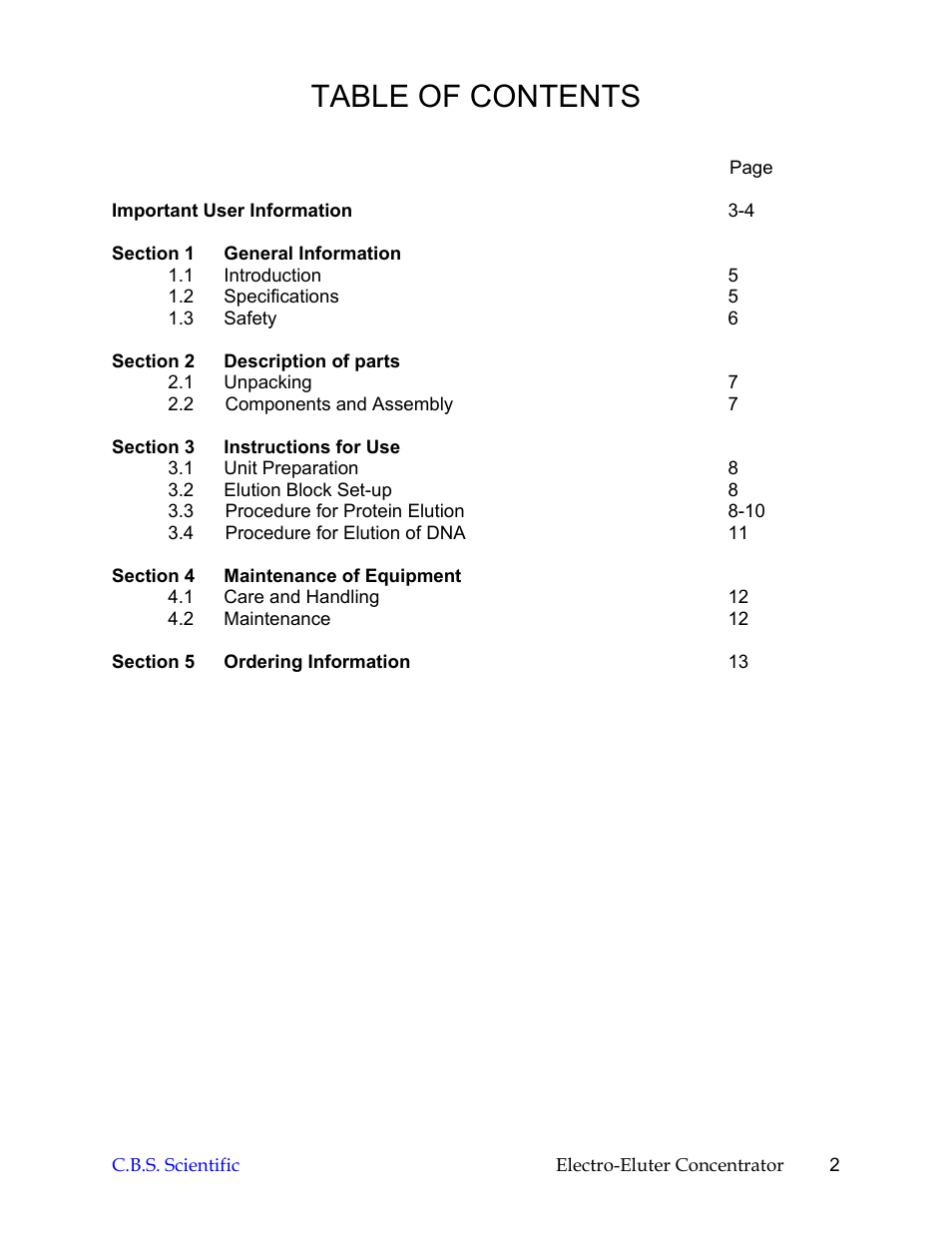 C.B.S. Scientific ECU-040 User Manual | Page 2 / 16