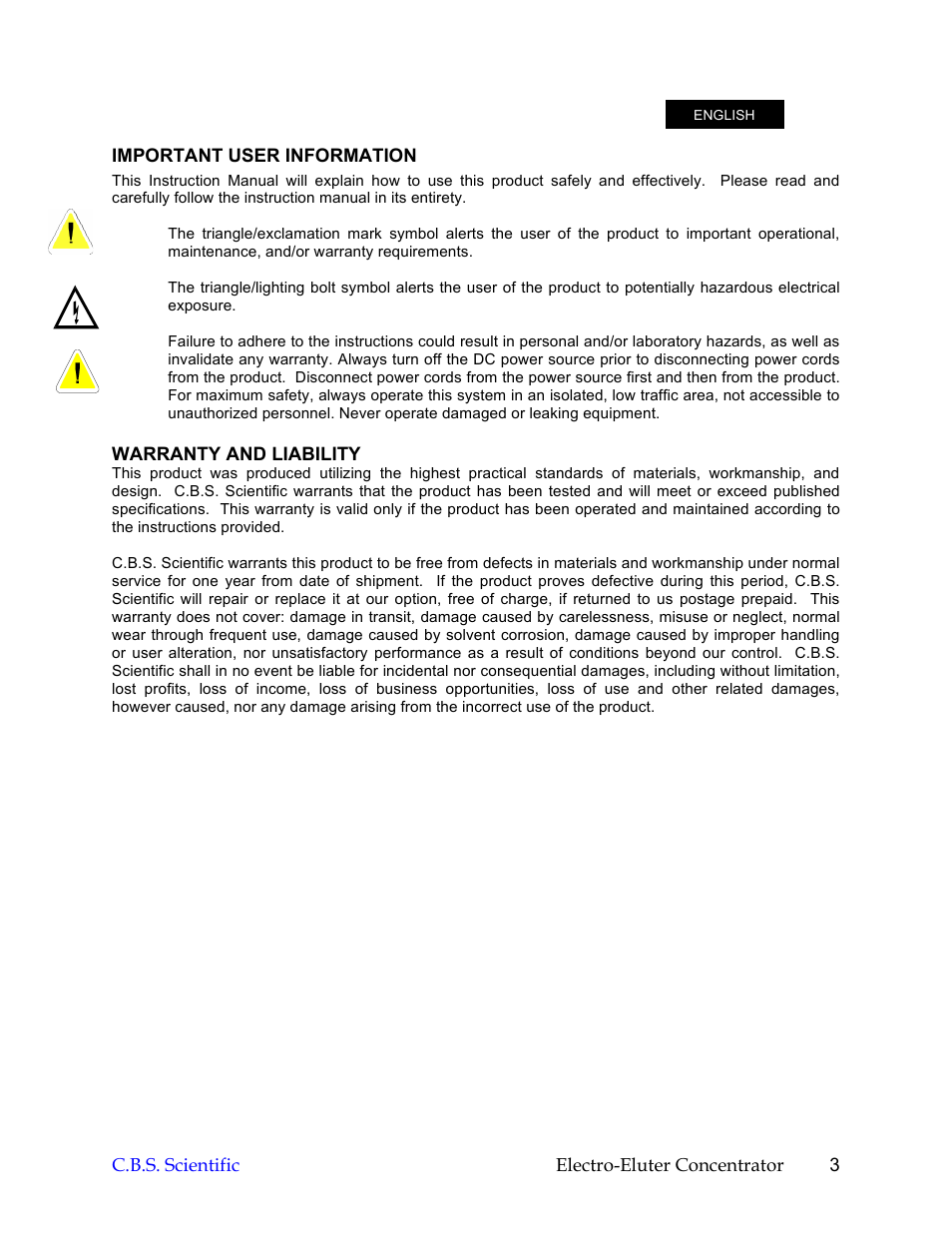 C.B.S. Scientific ECU-040 User Manual | Page 3 / 16