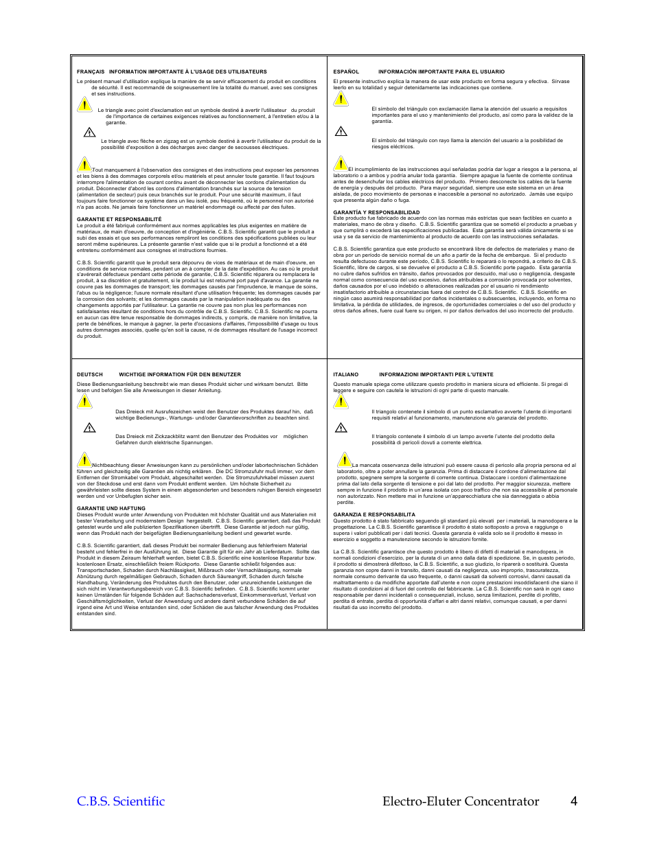 C.b.s. scientific electro-eluter concentrator 4 | C.B.S. Scientific ECU-040 User Manual | Page 4 / 16