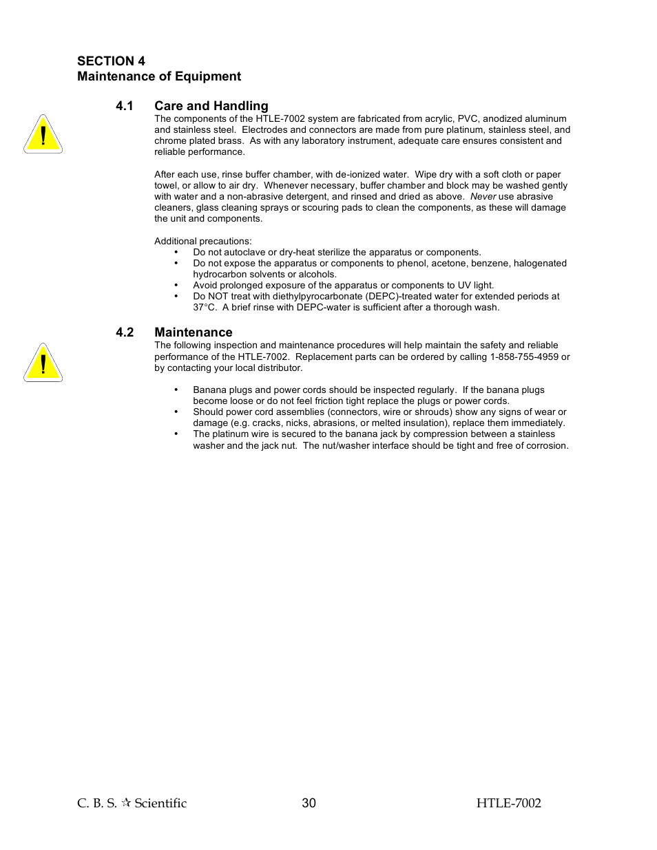 C.B.S. Scientific HTLE-7002 User Manual | Page 30 / 44