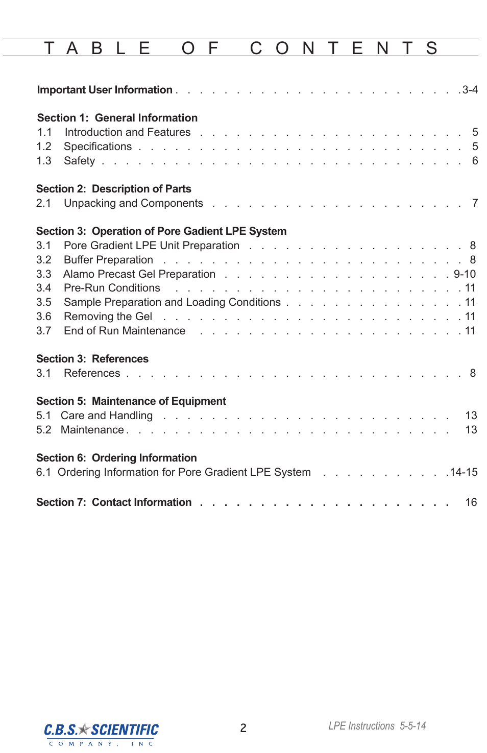C.B.S. Scientific LPE-4003-220V User Manual | Page 2 / 16