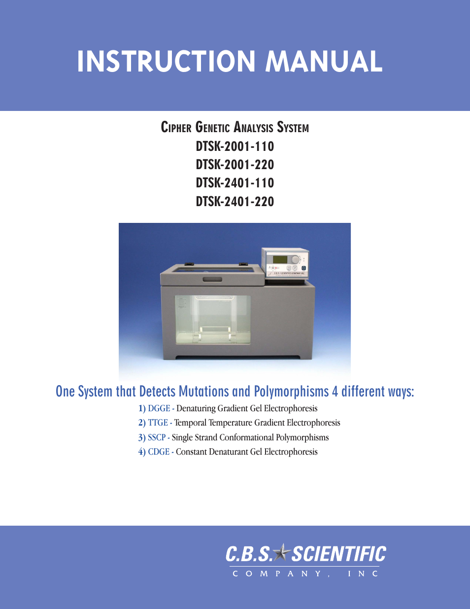 C.B.S. Scientific DTSK-2401-220 User Manual | 60 pages