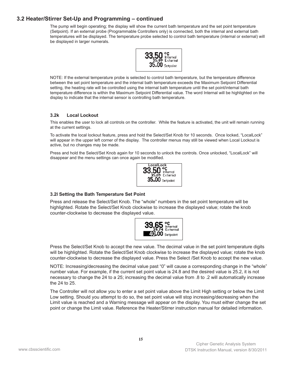 C.B.S. Scientific DTSK-2401-220 User Manual | Page 15 / 60