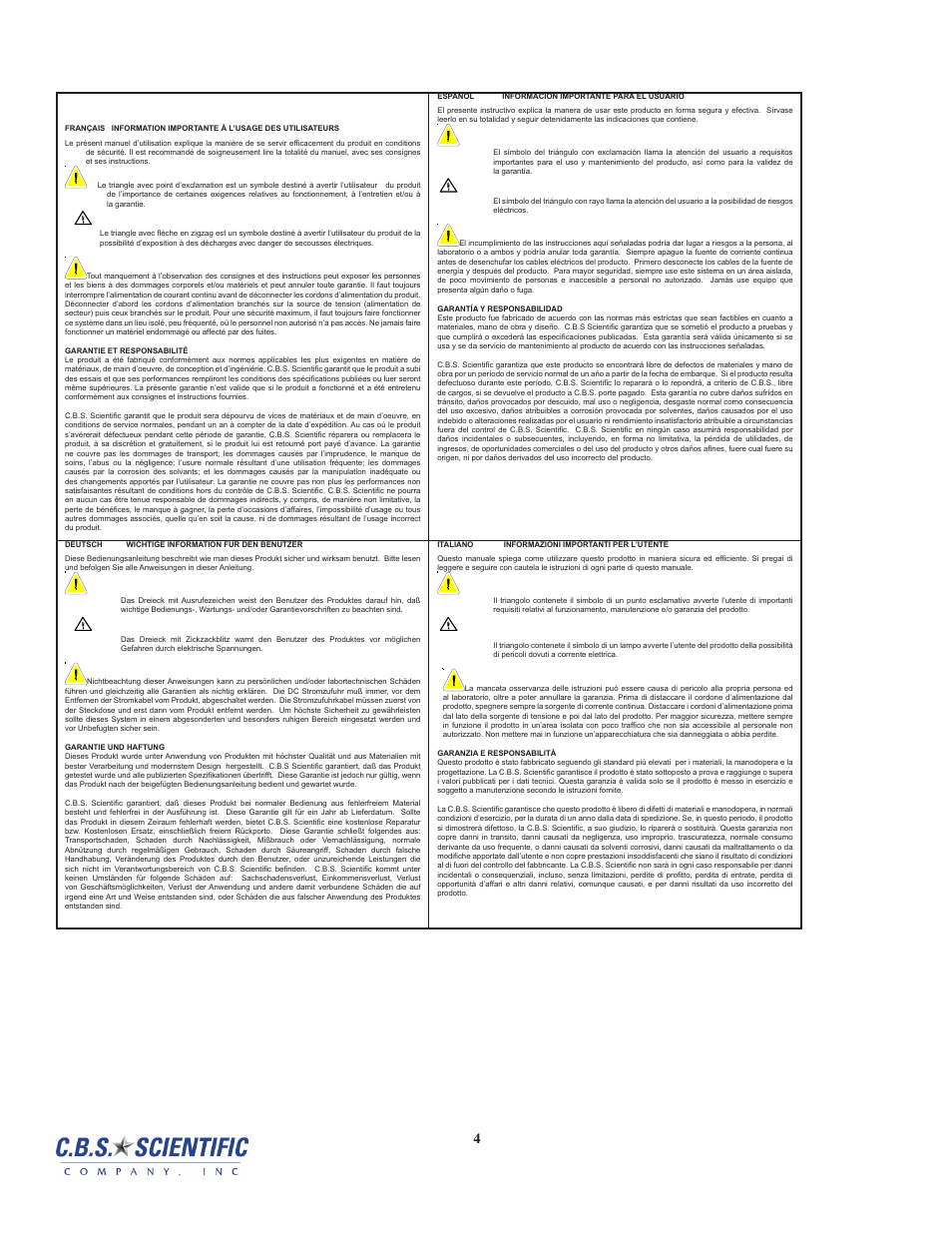 C.B.S. Scientific DTSK-2401-220 User Manual | Page 4 / 60