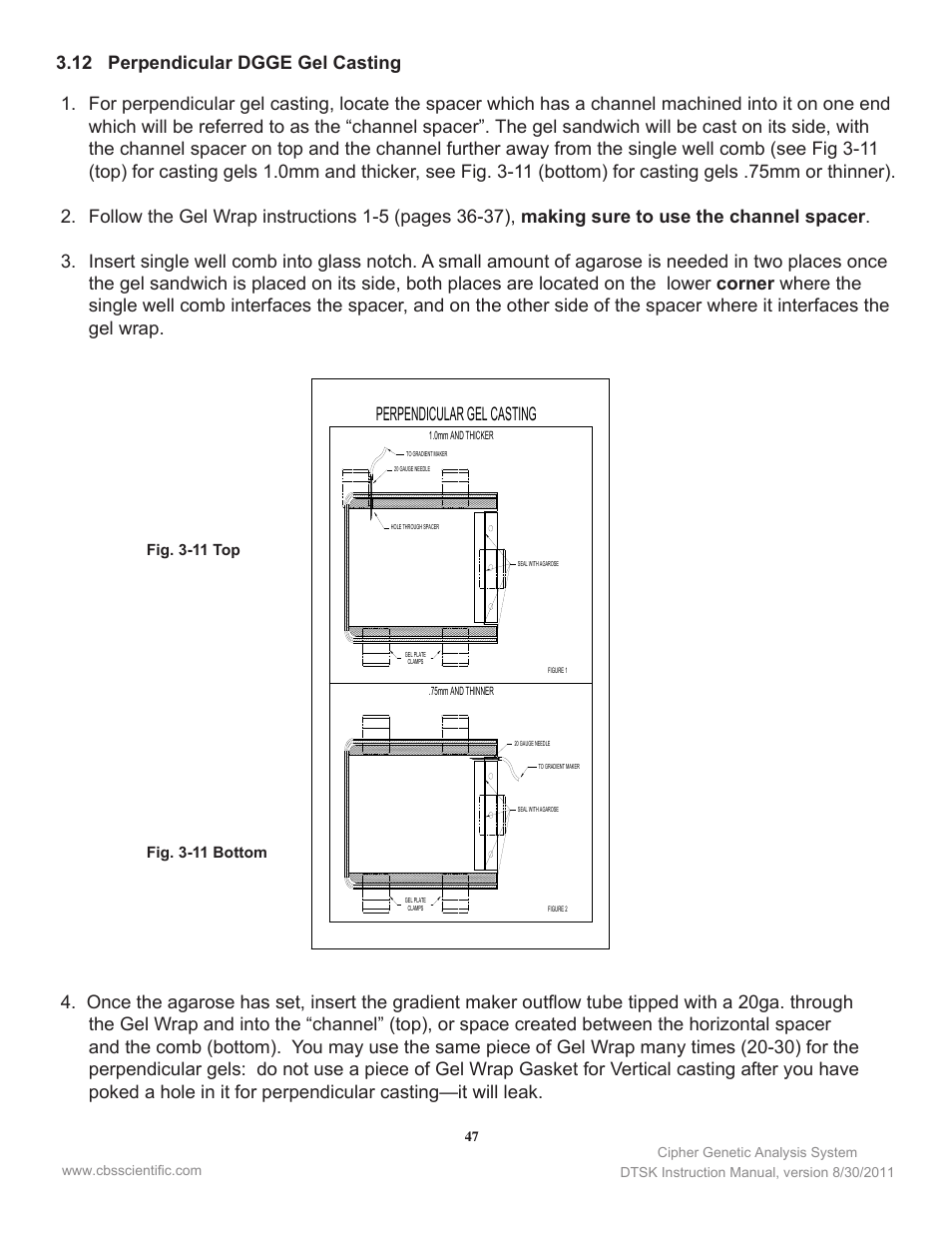 Perpendicular gel casting | C.B.S. Scientific DTSK-2401-220 User Manual | Page 47 / 60