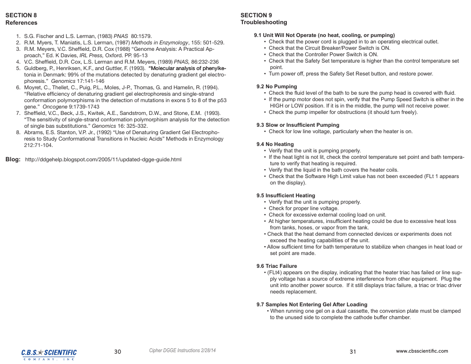 C.B.S. Scientific DGGEK-4801 User Manual | Page 16 / 19