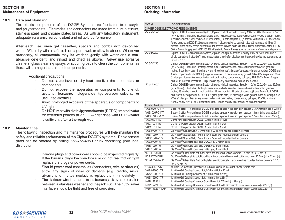 C.B.S. Scientific DGGEK-4801 User Manual | Page 17 / 19