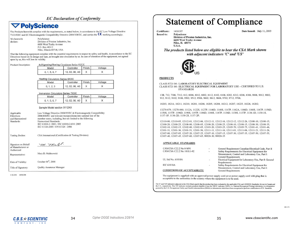 C.B.S. Scientific DGGEK-4801 User Manual | Page 18 / 19