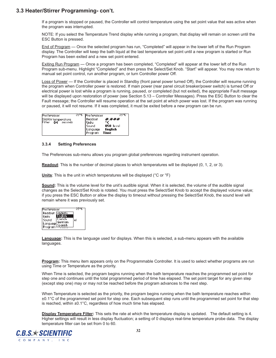 3 heater/stirrer programming- con’t | C.B.S. Scientific TTGEK-2401-220 User Manual | Page 32 / 60