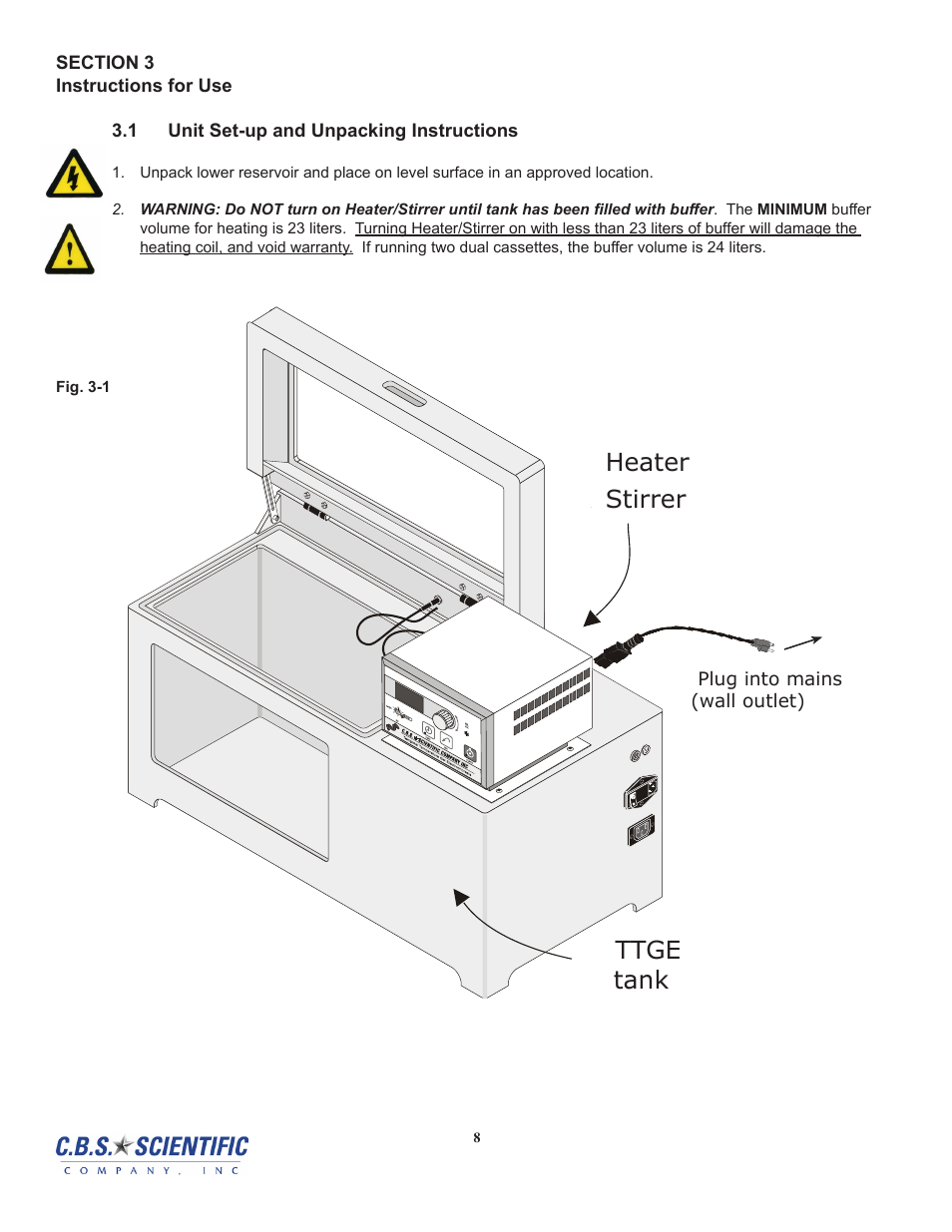 Heater stirrer ttge tank | C.B.S. Scientific TTGEK-2401-220 User Manual | Page 8 / 60
