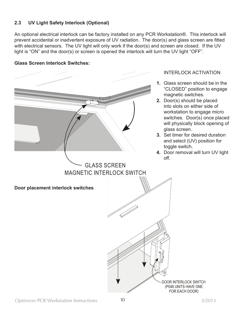 Glass screen magnetic interlock switch | C.B.S. Scientific PP-048-202-SS User Manual | Page 11 / 21
