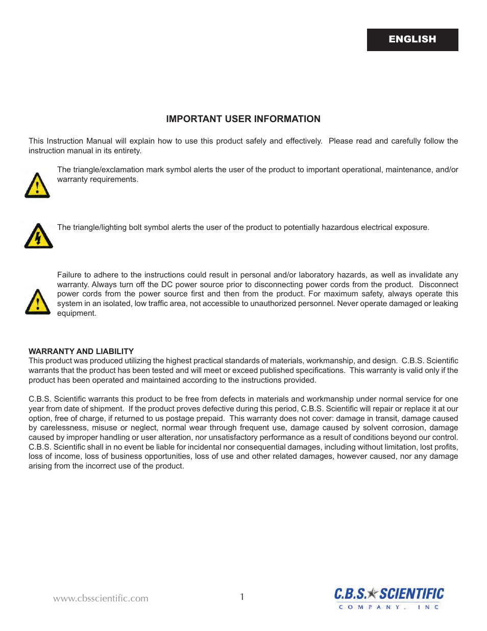 C.B.S. Scientific PP-048-202-SS User Manual | Page 2 / 21