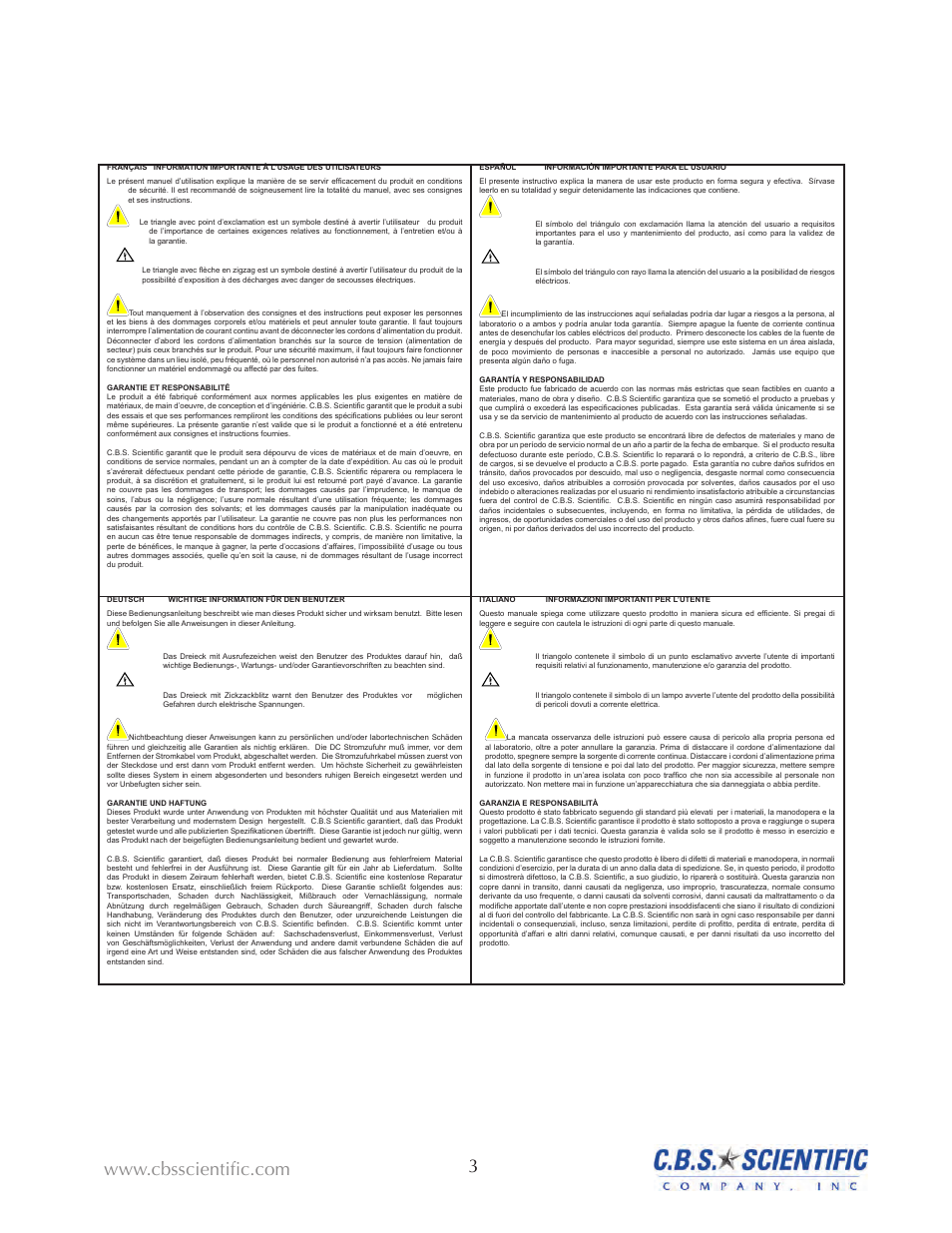C.B.S. Scientific PP-048-202-SS User Manual | Page 4 / 21