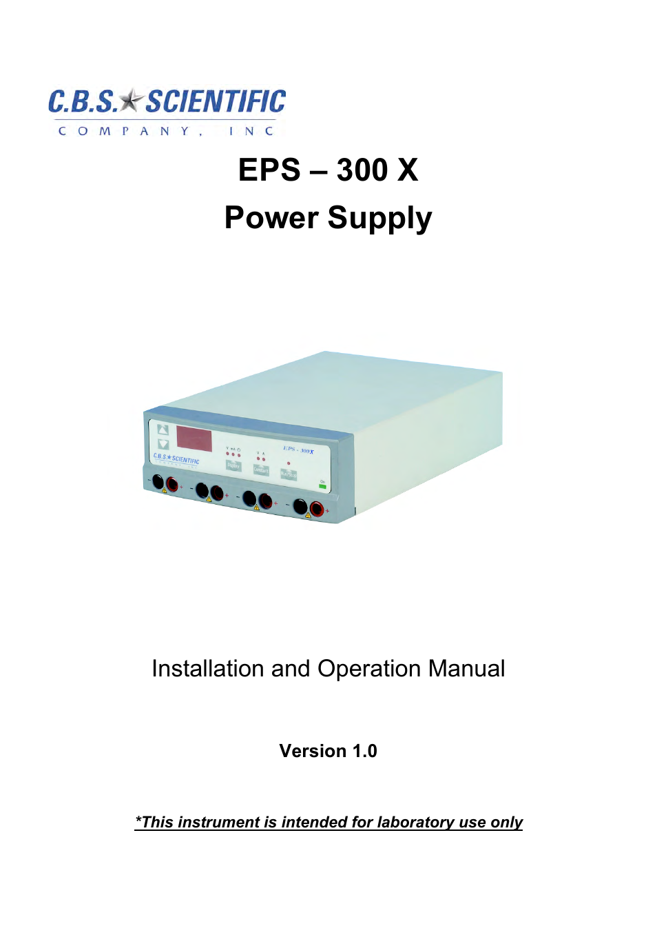 C.B.S. Scientific EPS – 300 X User Manual | 15 pages