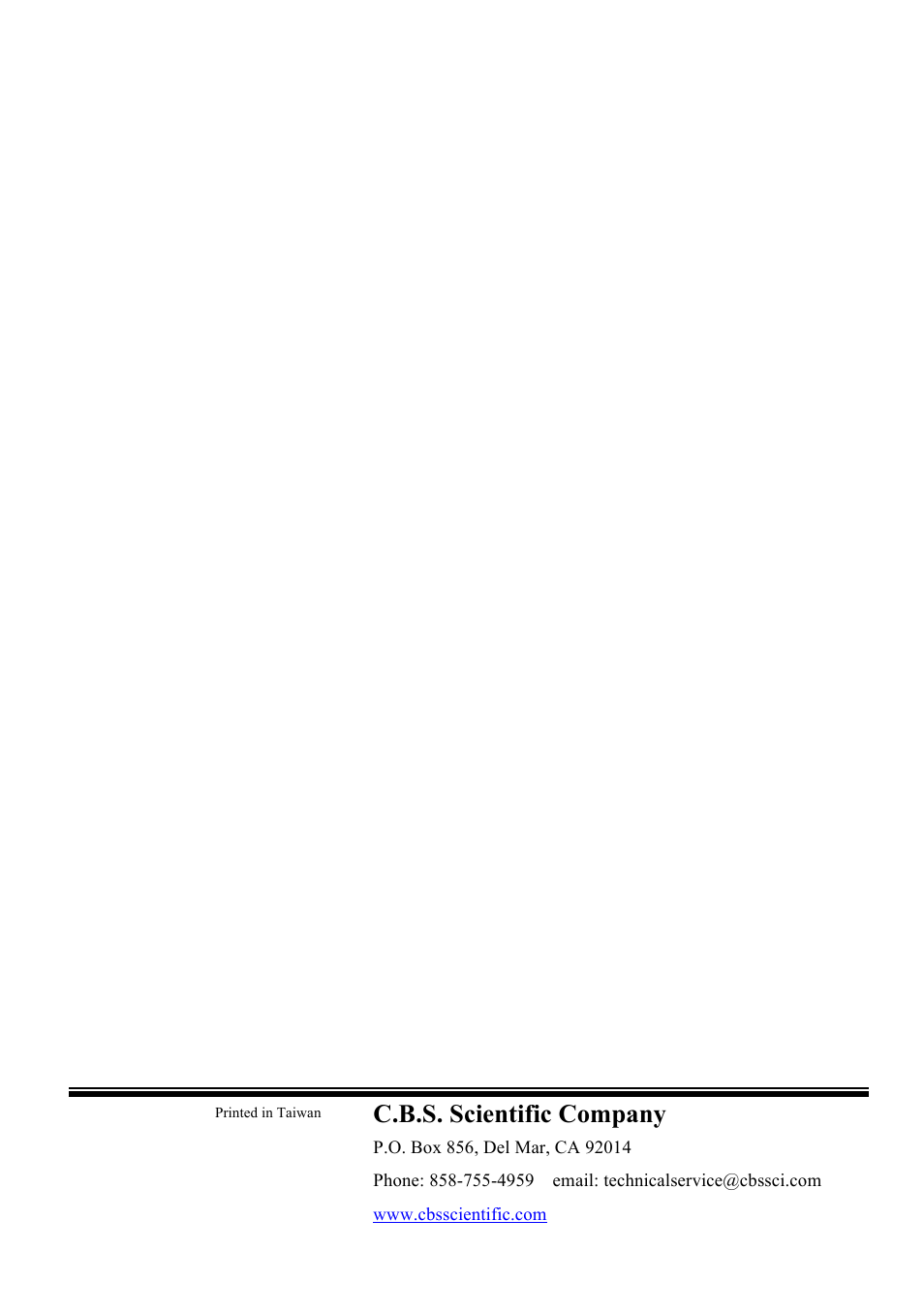 C.b.s. scientific company | C.B.S. Scientific EPS – 300 X User Manual | Page 15 / 15
