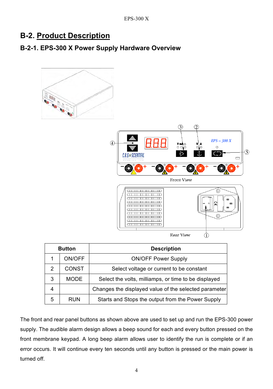 B-2. product description | C.B.S. Scientific EPS – 300 X User Manual | Page 6 / 15
