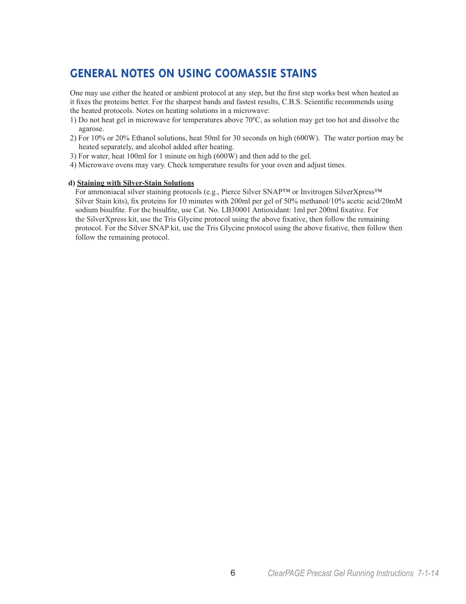 C.B.S. Scientific TTGE-2401 User Manual | Page 6 / 16