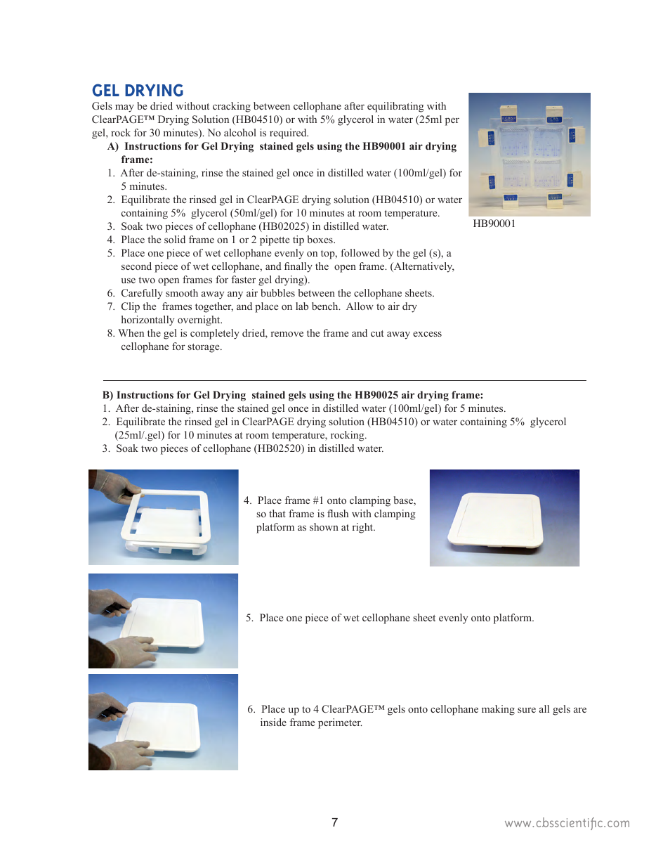 Gel drying | C.B.S. Scientific TTGE-2401 User Manual | Page 7 / 16