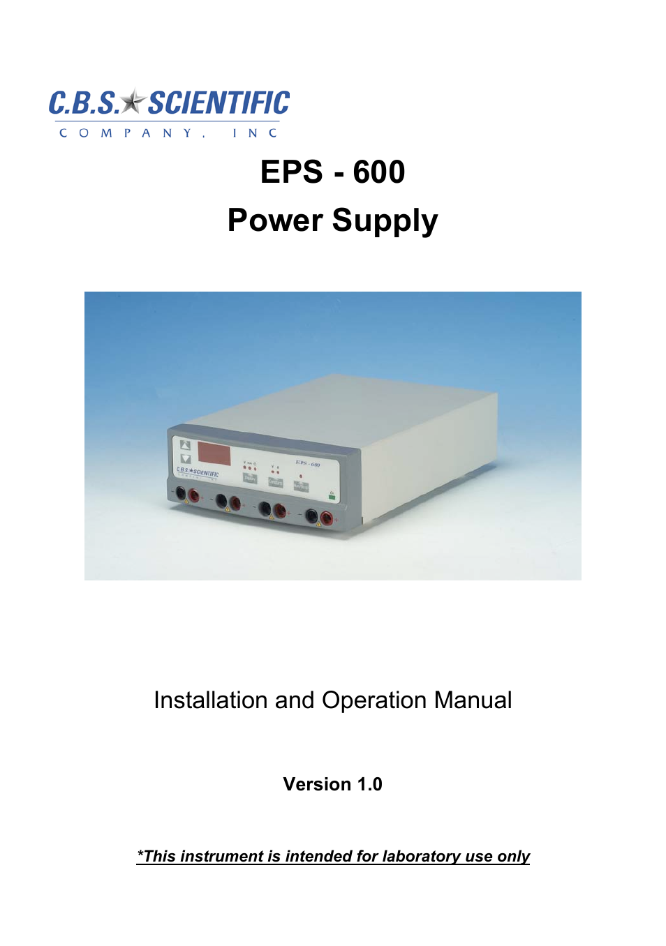 C.B.S. Scientific EPS - 600 User Manual | 15 pages