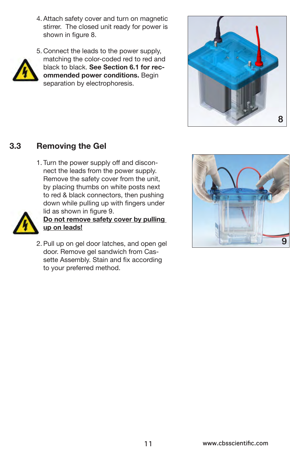 3 removing the gel | C.B.S. Scientific DCX-700 User Manual | Page 11 / 24