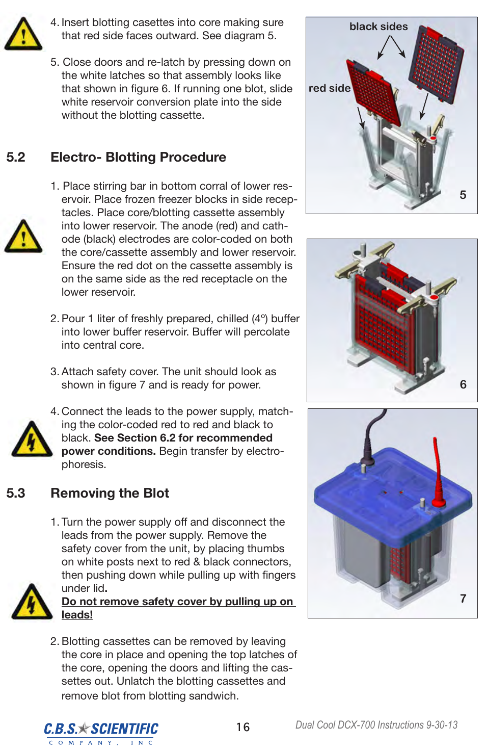 2 electro- blotting procedure, 3 removing the blot | C.B.S. Scientific DCX-700 User Manual | Page 16 / 24