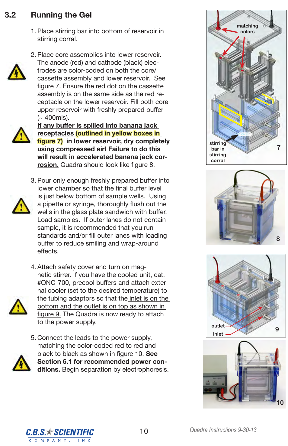 2 running the gel | C.B.S. Scientific QNX-700 User Manual | Page 10 / 24