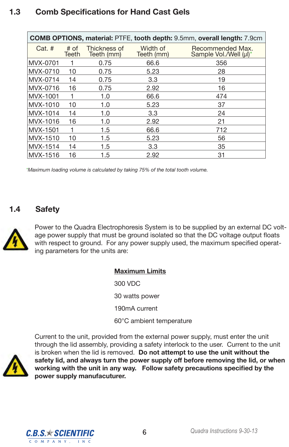 C.B.S. Scientific QNX-700 User Manual | Page 6 / 24