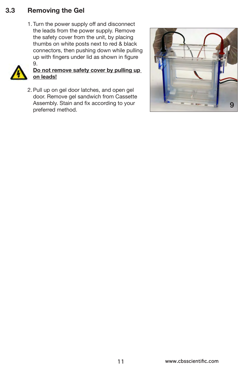 3 removing the gel | C.B.S. Scientific DCX-800 User Manual | Page 11 / 24