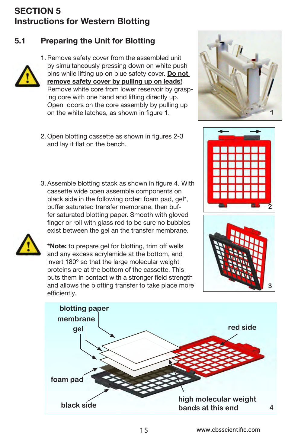 1 preparing the unit for blotting | C.B.S. Scientific DCX-800 User Manual | Page 15 / 24