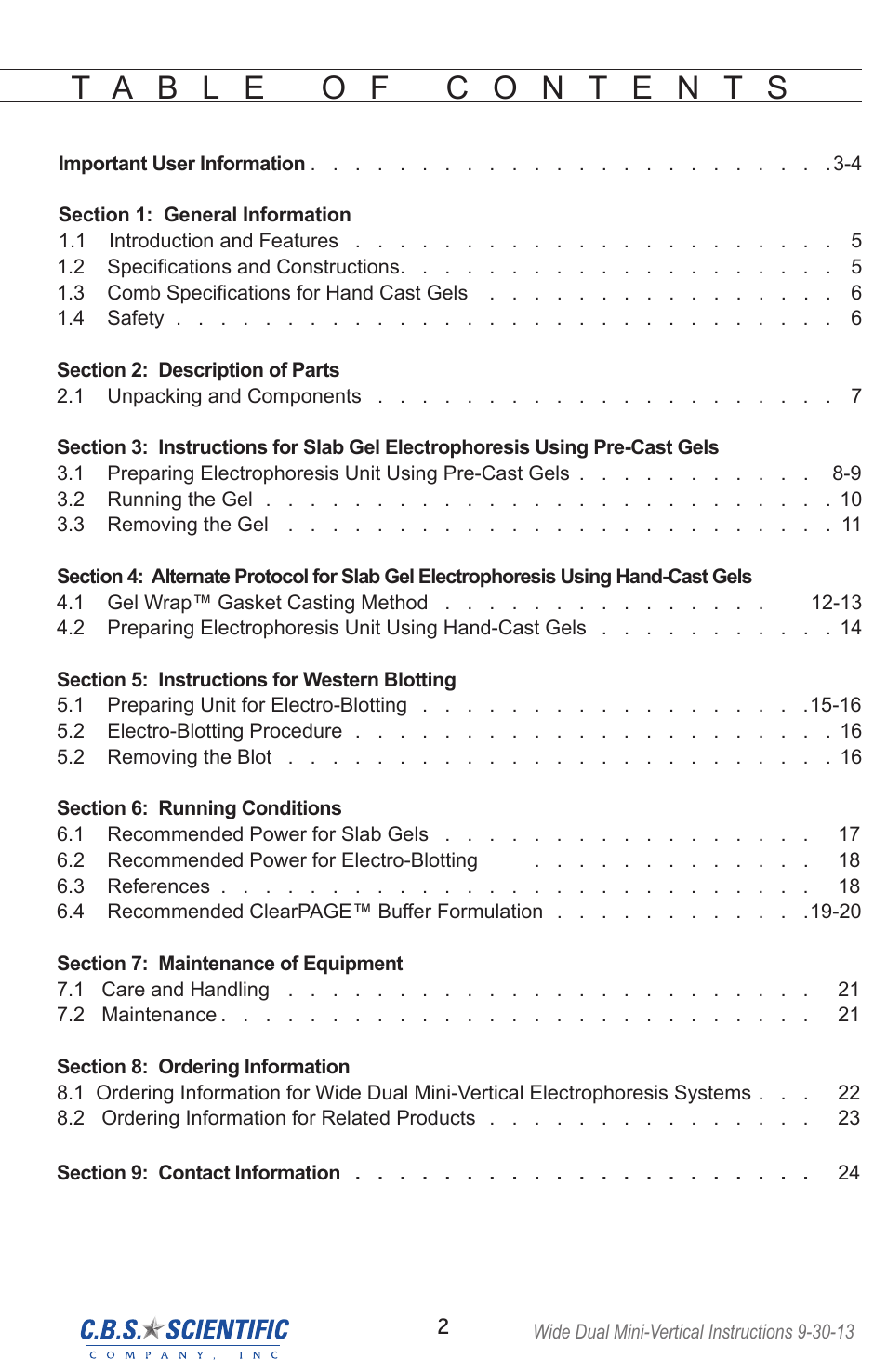 C.B.S. Scientific DCX-800 User Manual | Page 2 / 24