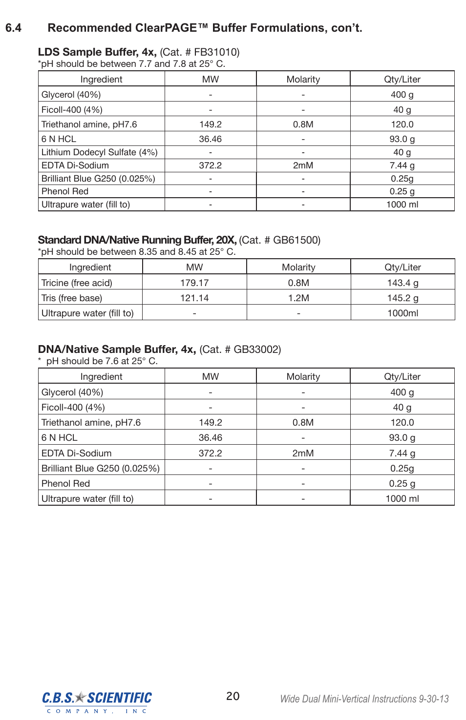 C.B.S. Scientific DCX-800 User Manual | Page 20 / 24