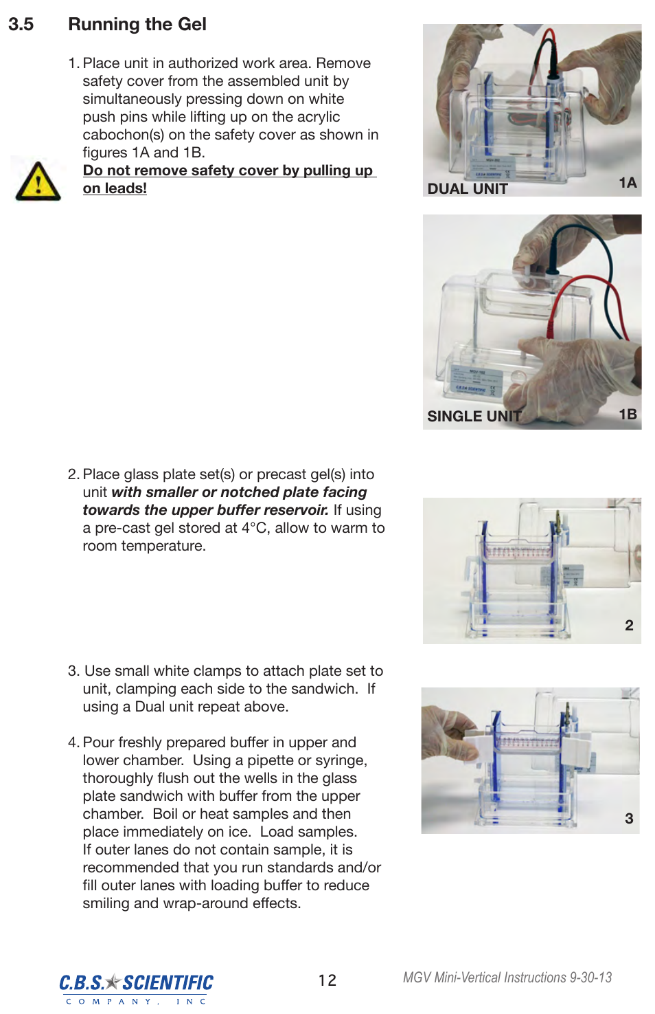 5 running the gel | C.B.S. Scientific MGV-402 User Manual | Page 12 / 24