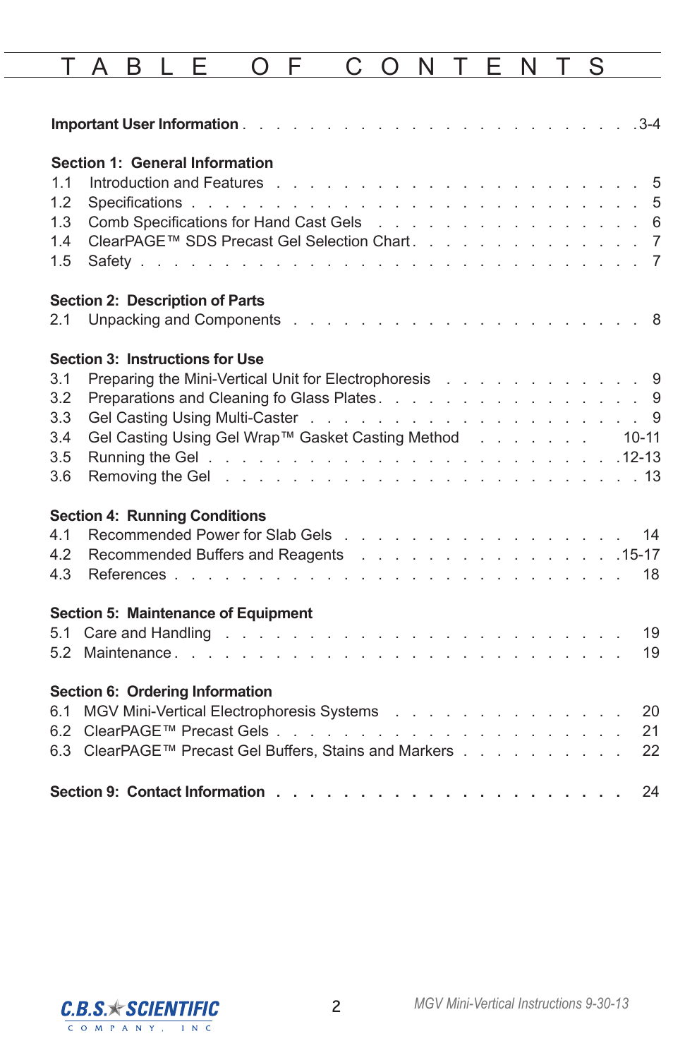 C.B.S. Scientific MGV-402 User Manual | Page 2 / 24