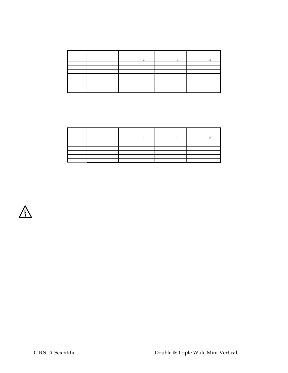 6 maximum well/comb volumes, Rectangle combs for double wide mini-vertical, Rectangle combs for triple wide mini-vertical | C.B.S. Scientific MGV-216-33 User Manual | Page 13 / 20