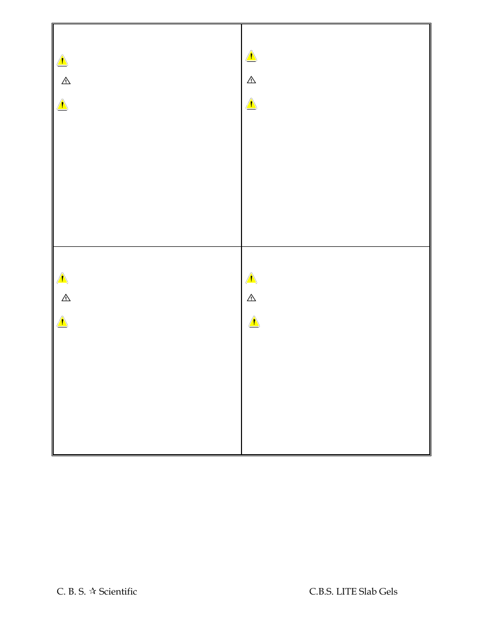 C. b. s.  scientific 4 c.b.s. lite slab gels | C.B.S. Scientific SG Series User Manual | Page 4 / 20