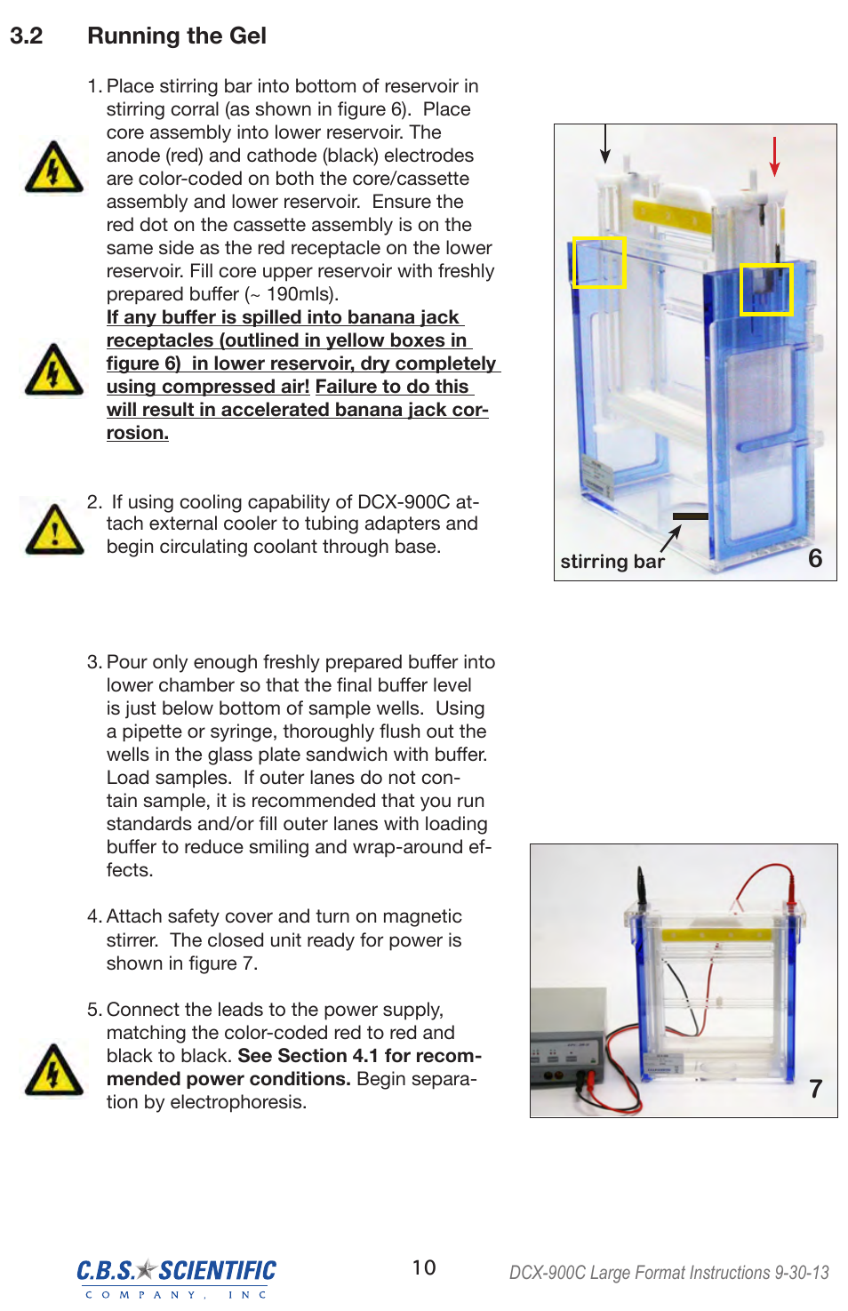 2 running the gel | C.B.S. Scientific DCX-900C User Manual | Page 10 / 20
