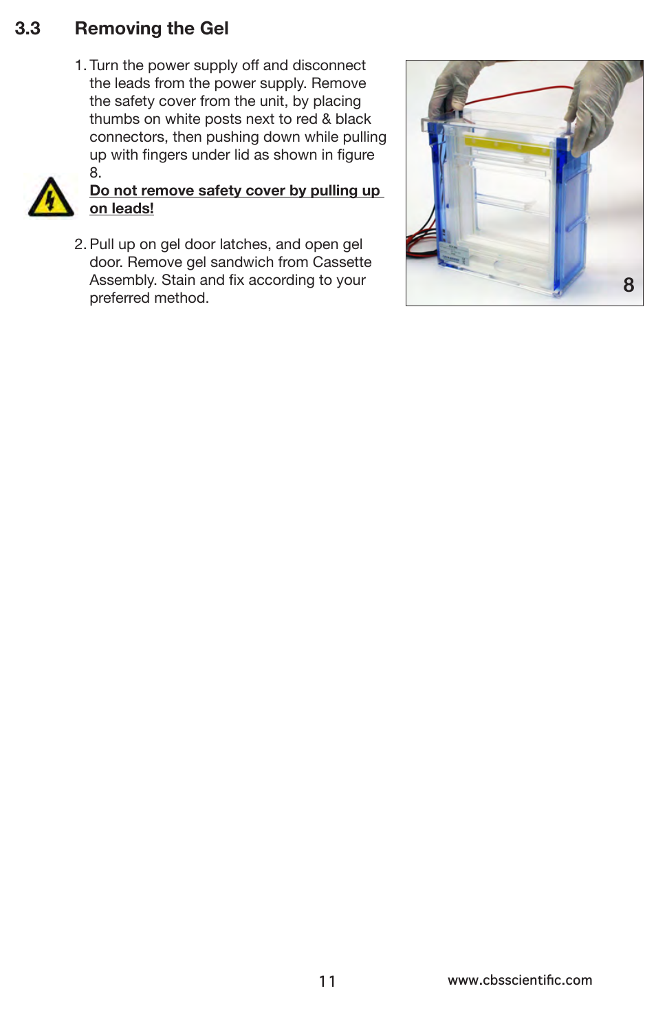 3 removing the gel | C.B.S. Scientific DCX-900C User Manual | Page 11 / 20
