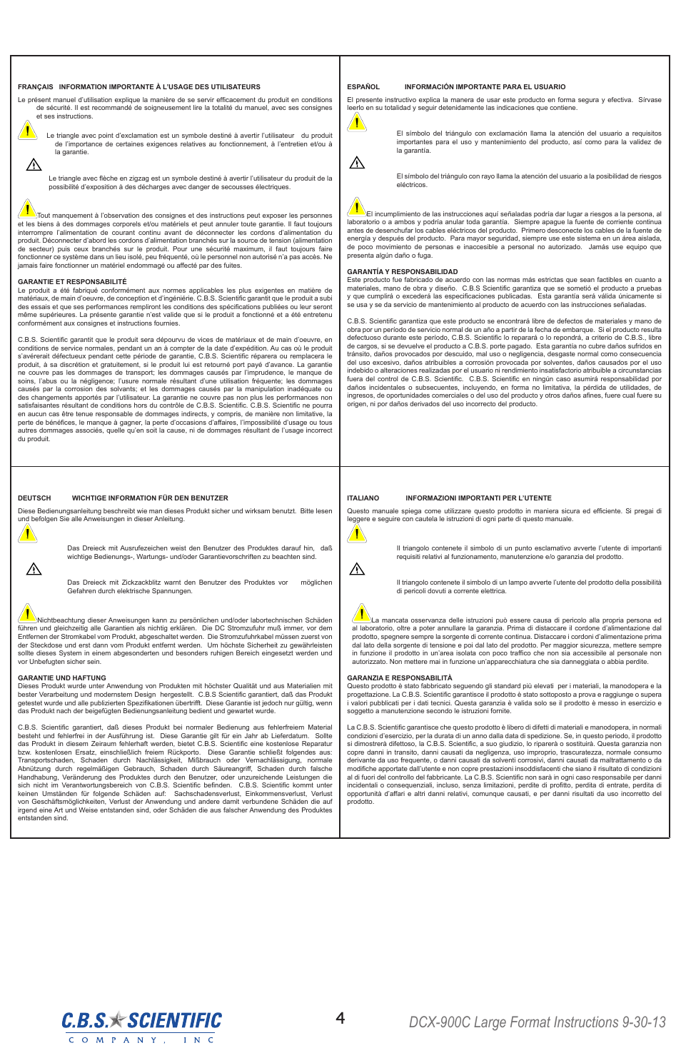 C.B.S. Scientific DCX-900C User Manual | Page 4 / 20