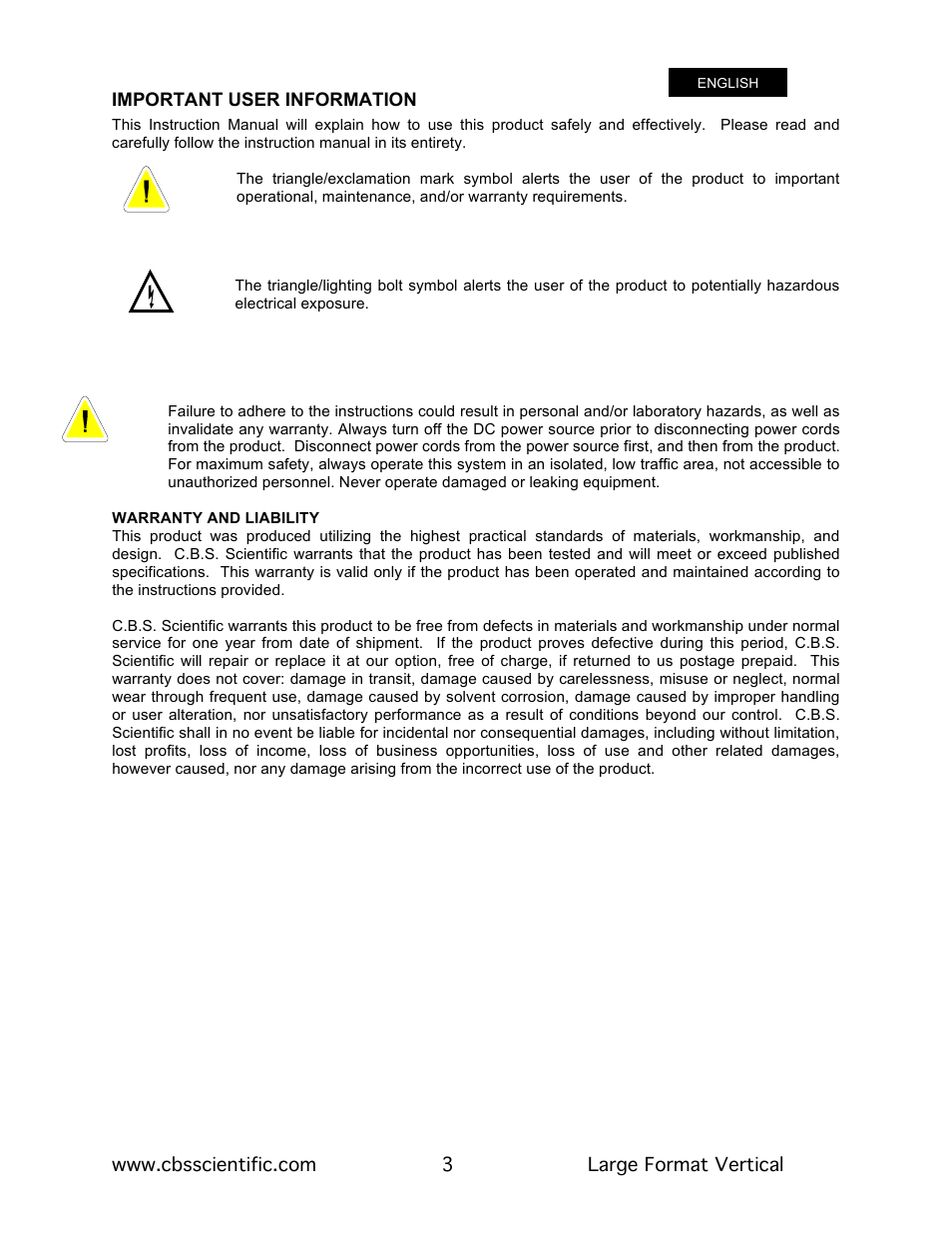 C.B.S. Scientific LDASG-400-20 User Manual | Page 3 / 18