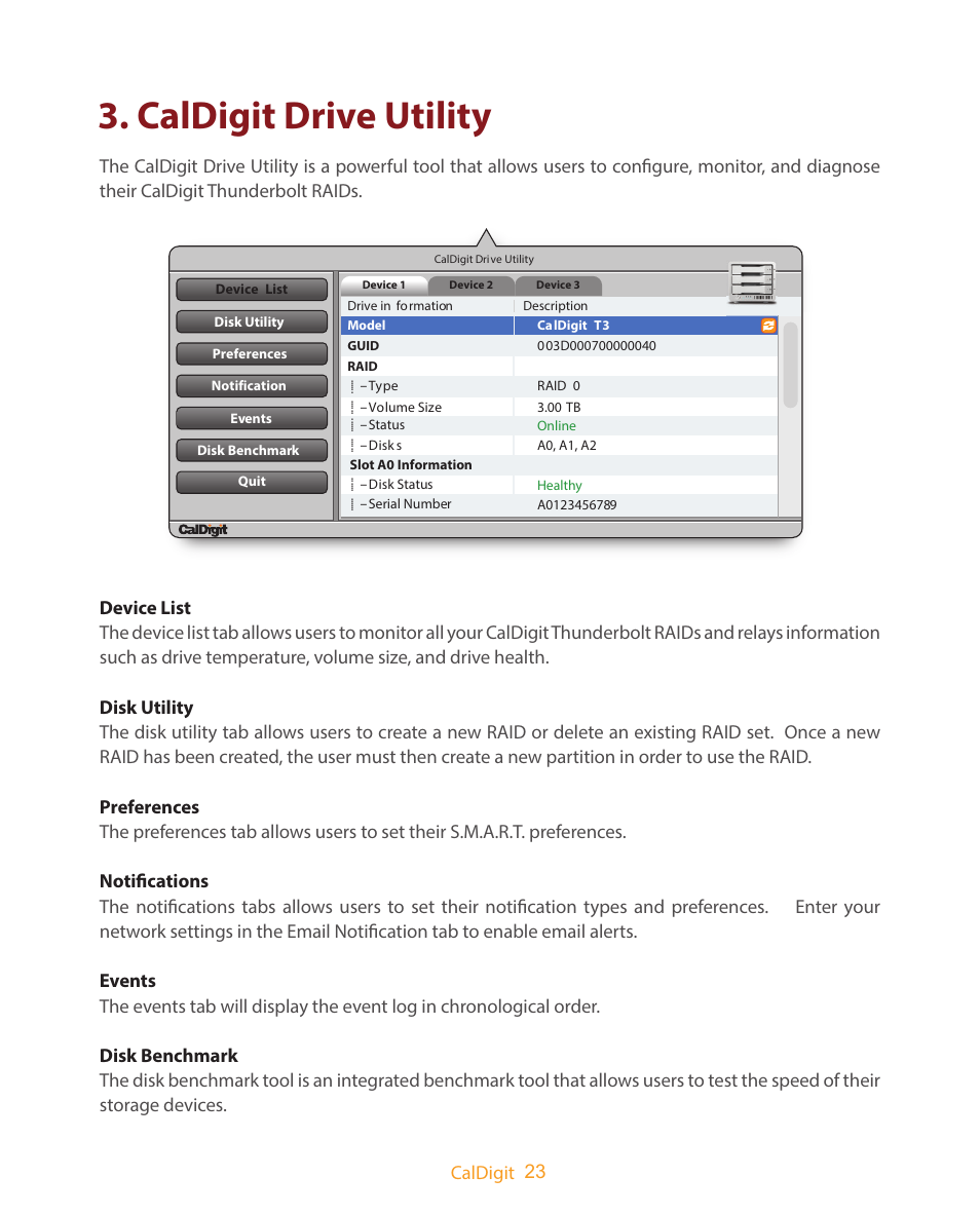 Caldigit drive utility, 23 caldigit | CalDigit T3 Thunderbolt 2 User Manual | Page 23 / 28
