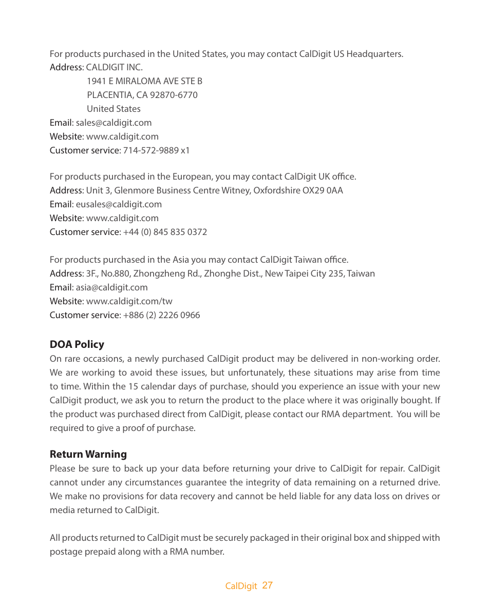 CalDigit T3 Thunderbolt 2 User Manual | Page 27 / 28