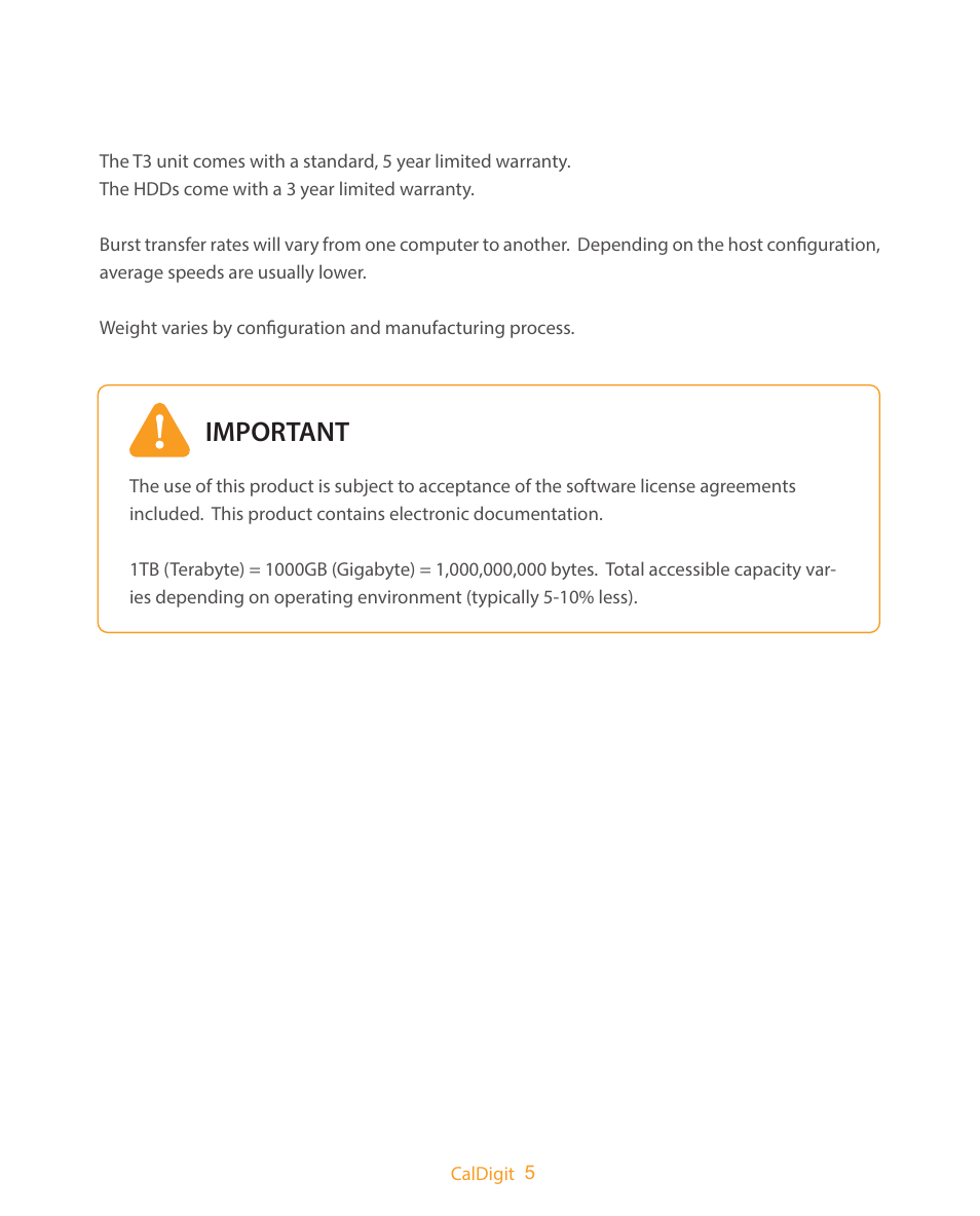 Important | CalDigit T3 Thunderbolt 2 User Manual | Page 5 / 28