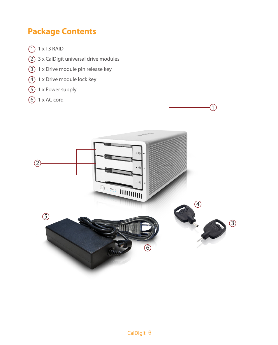 Package contents | CalDigit T3 Thunderbolt 2 User Manual | Page 6 / 28
