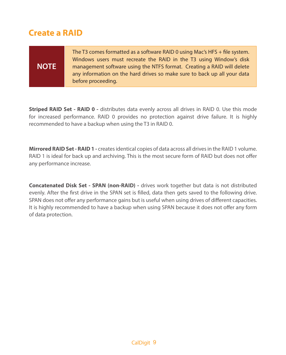 Create a raid | CalDigit T3 Thunderbolt 2 User Manual | Page 9 / 28