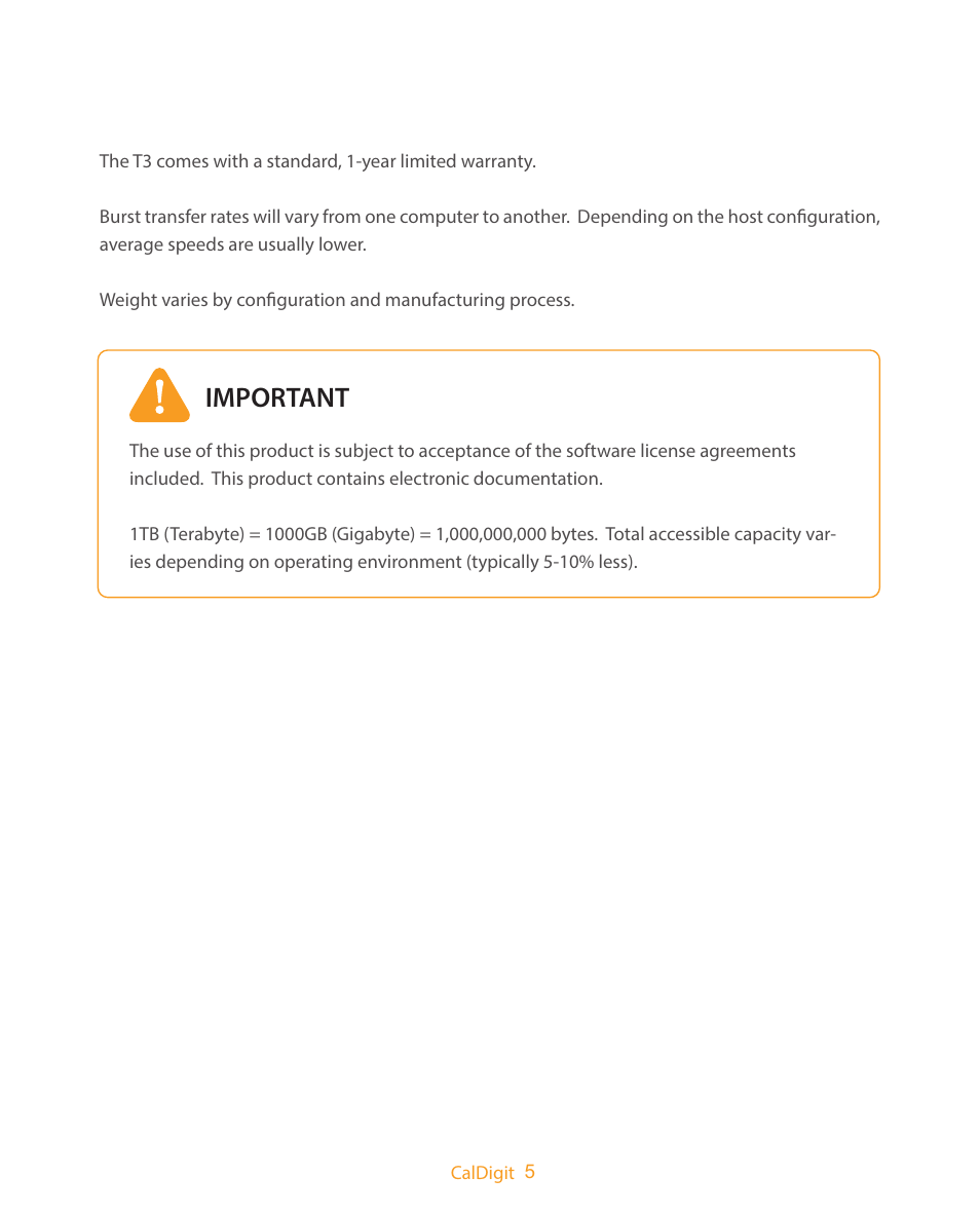 Important | CalDigit T3 User Manual | Page 5 / 20